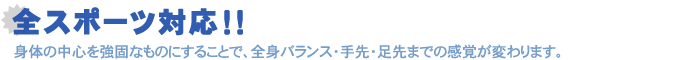 全スポーツ対応！！身体の中心を強固なものにすることで、全身のバランス・手先・足先までの感覚が変わります。